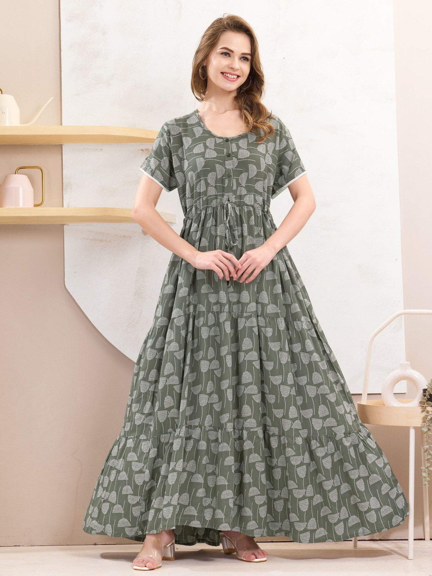 Women’s Rayon Flare Nighty – Chic & Cozy Sleepwear - floramour.in