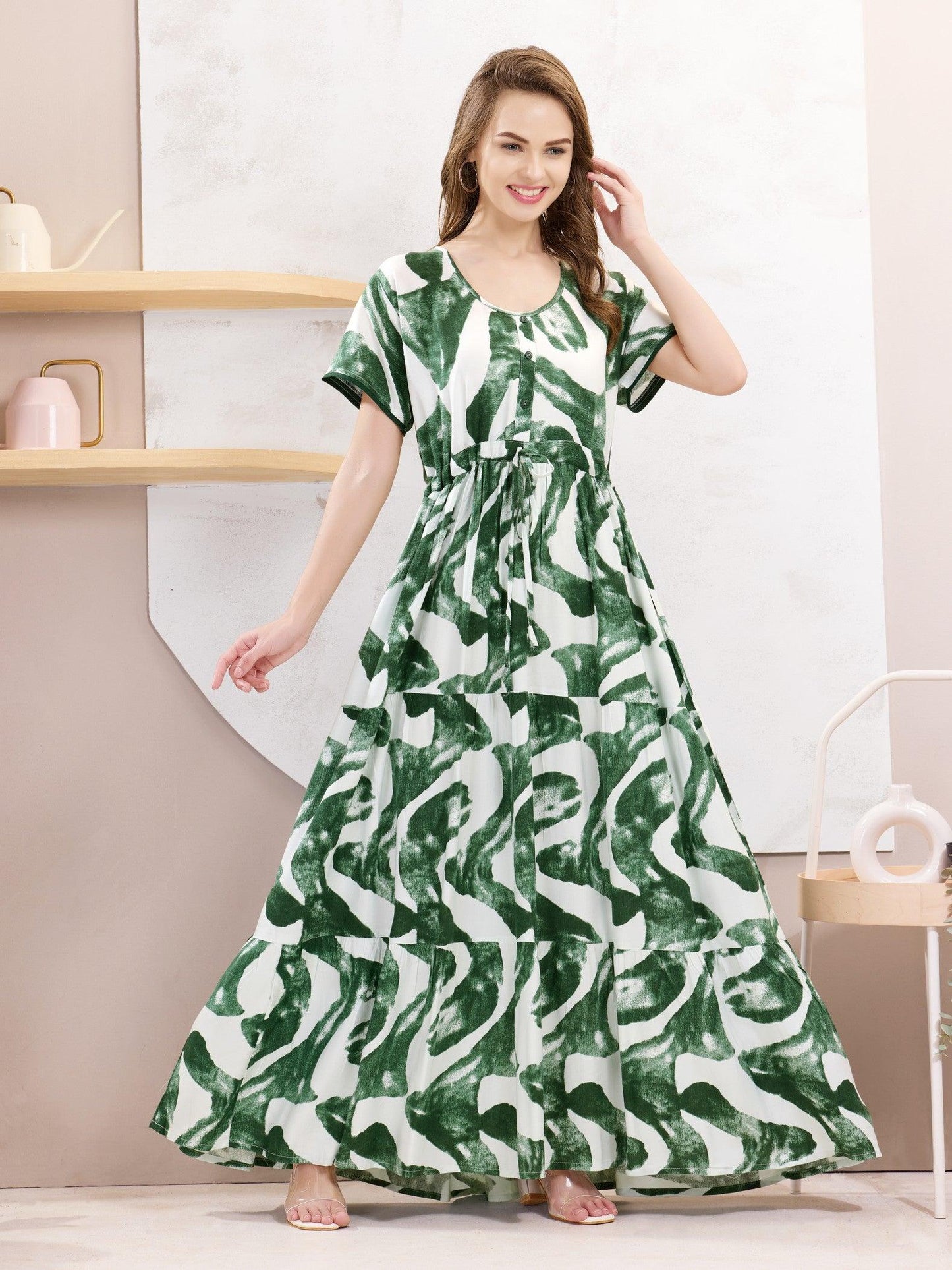 Ultra-Soft Rayon Flare Nighty – Nightwear with a Luxe Feel - floramour.in