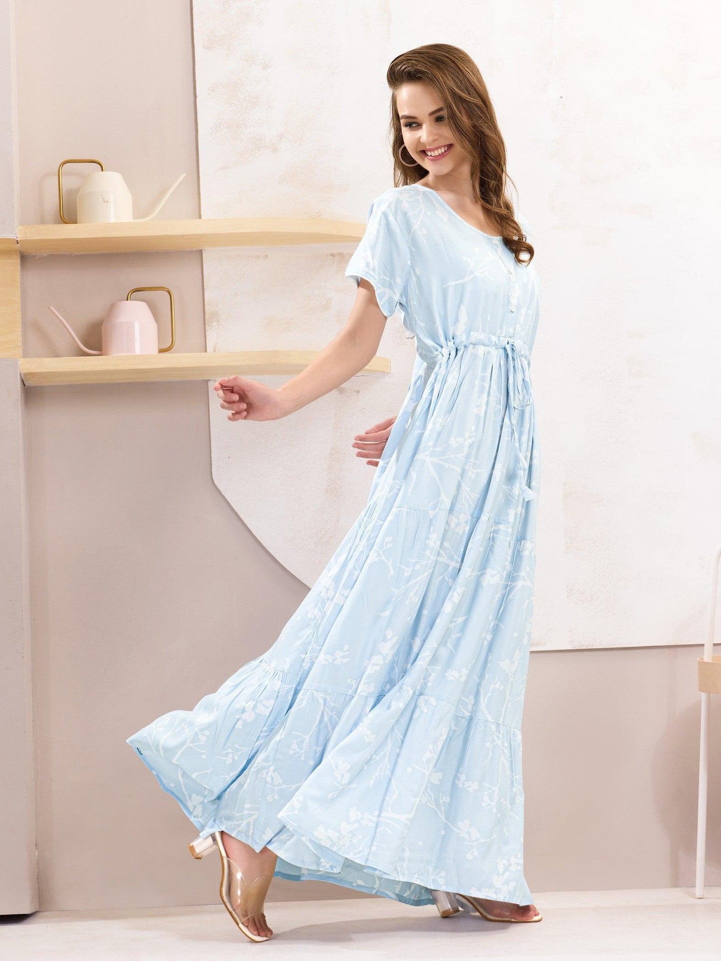 Rayon Flare Nighty – Perfect Sleepwear for Cozy Nights - floramour.in