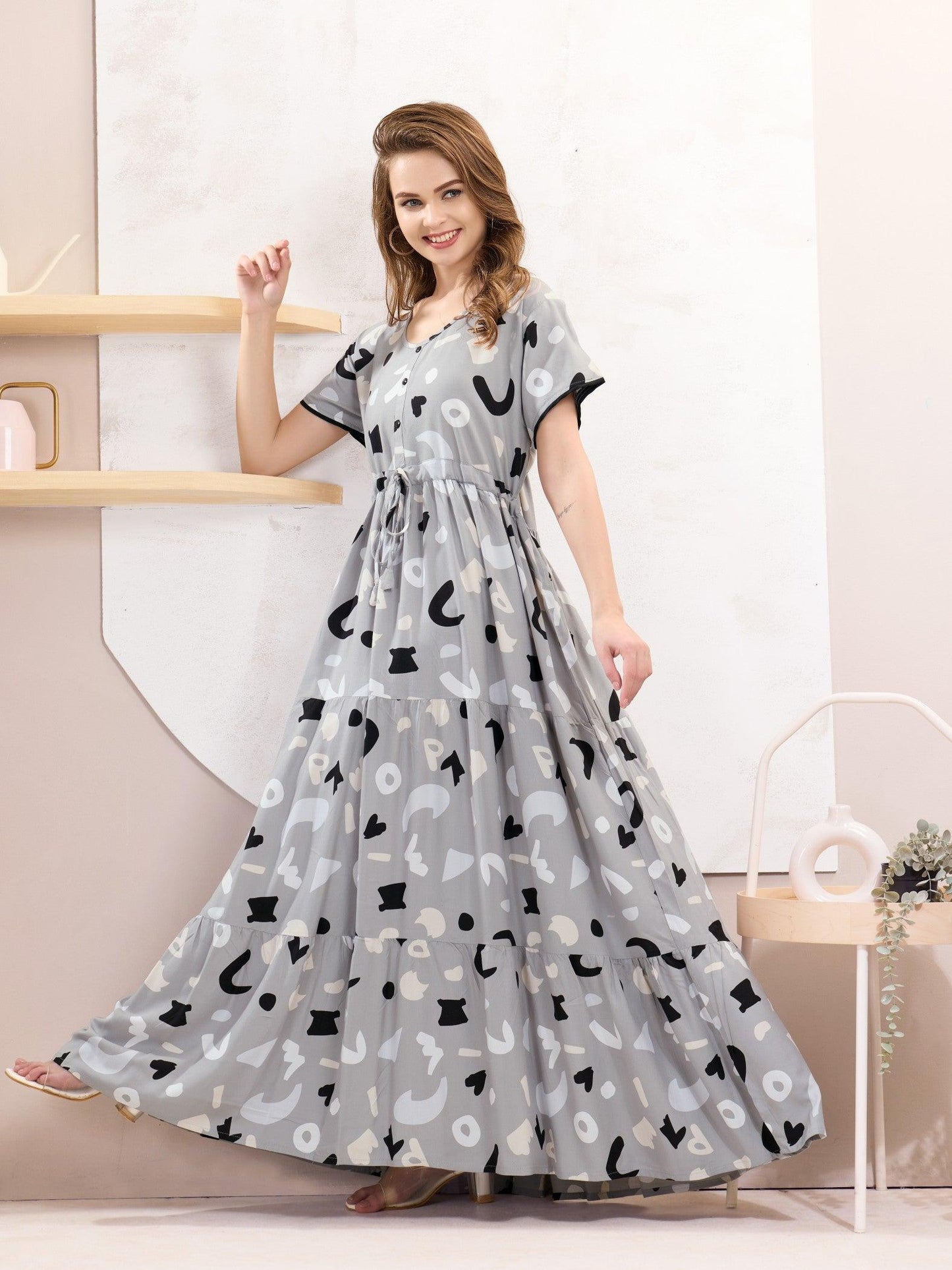 Rayon Nightwear – Elegant Flare Nighty for Women - floramour.in