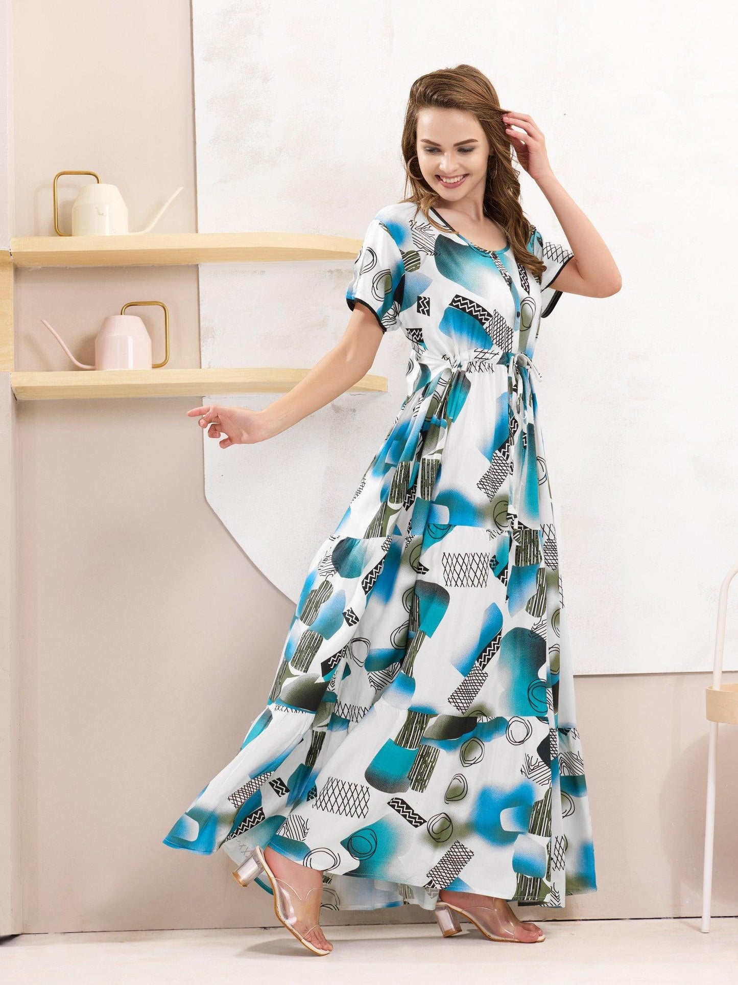 Relaxed Fit Rayon Flare Nighty – Designed for Comfort & Style - floramour.in