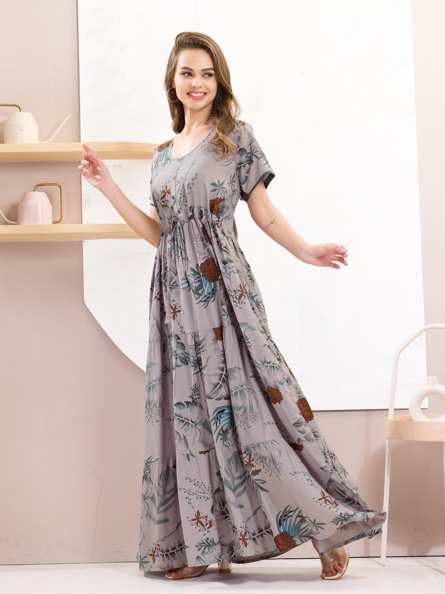 Charming Rayon Flare Nighty – A Perfect Addition to Your Wardrobe - floramour.in