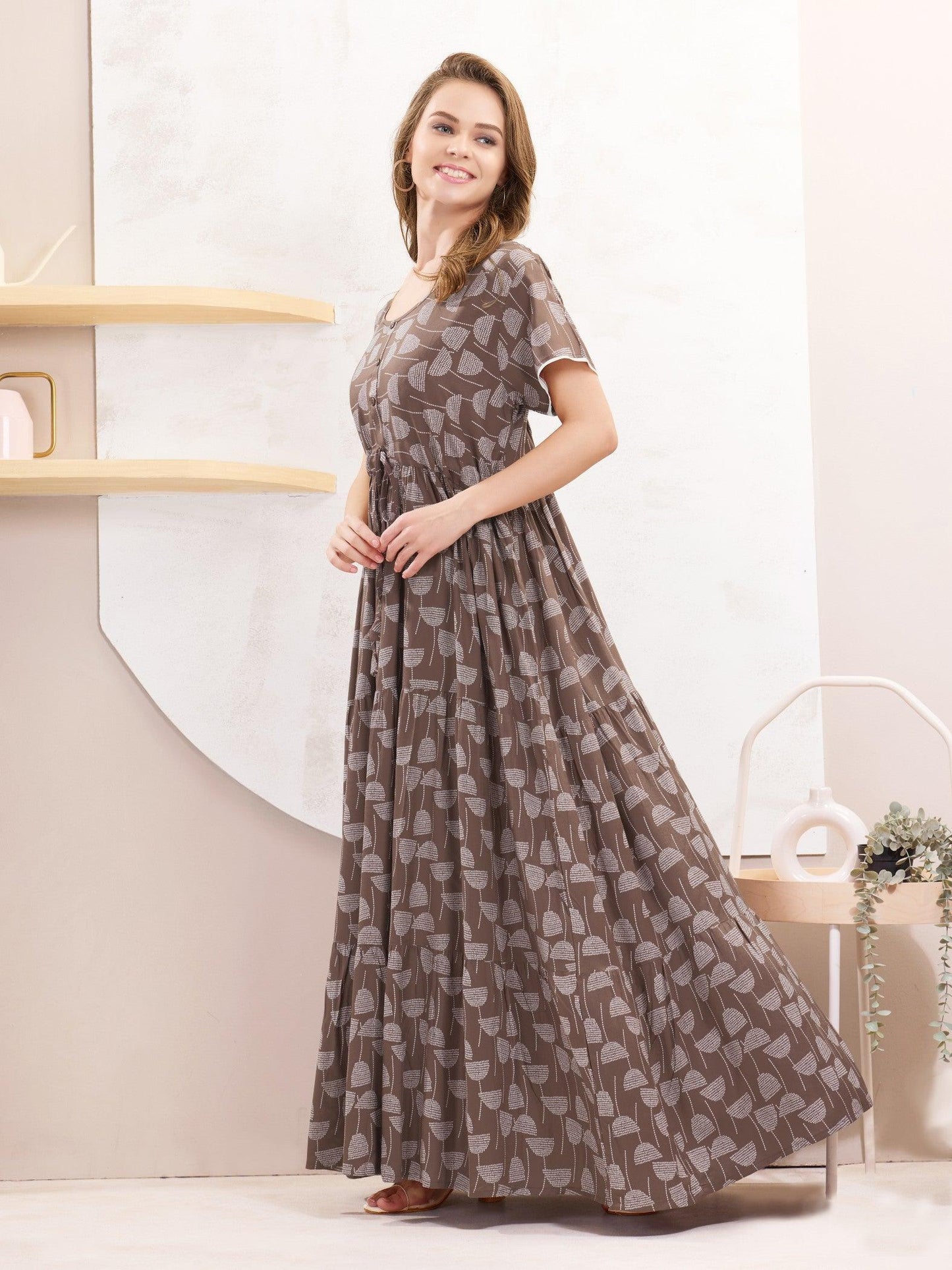 Flowy Rayon Nighty – Soft, Smooth & Elegant Design - floramour.in