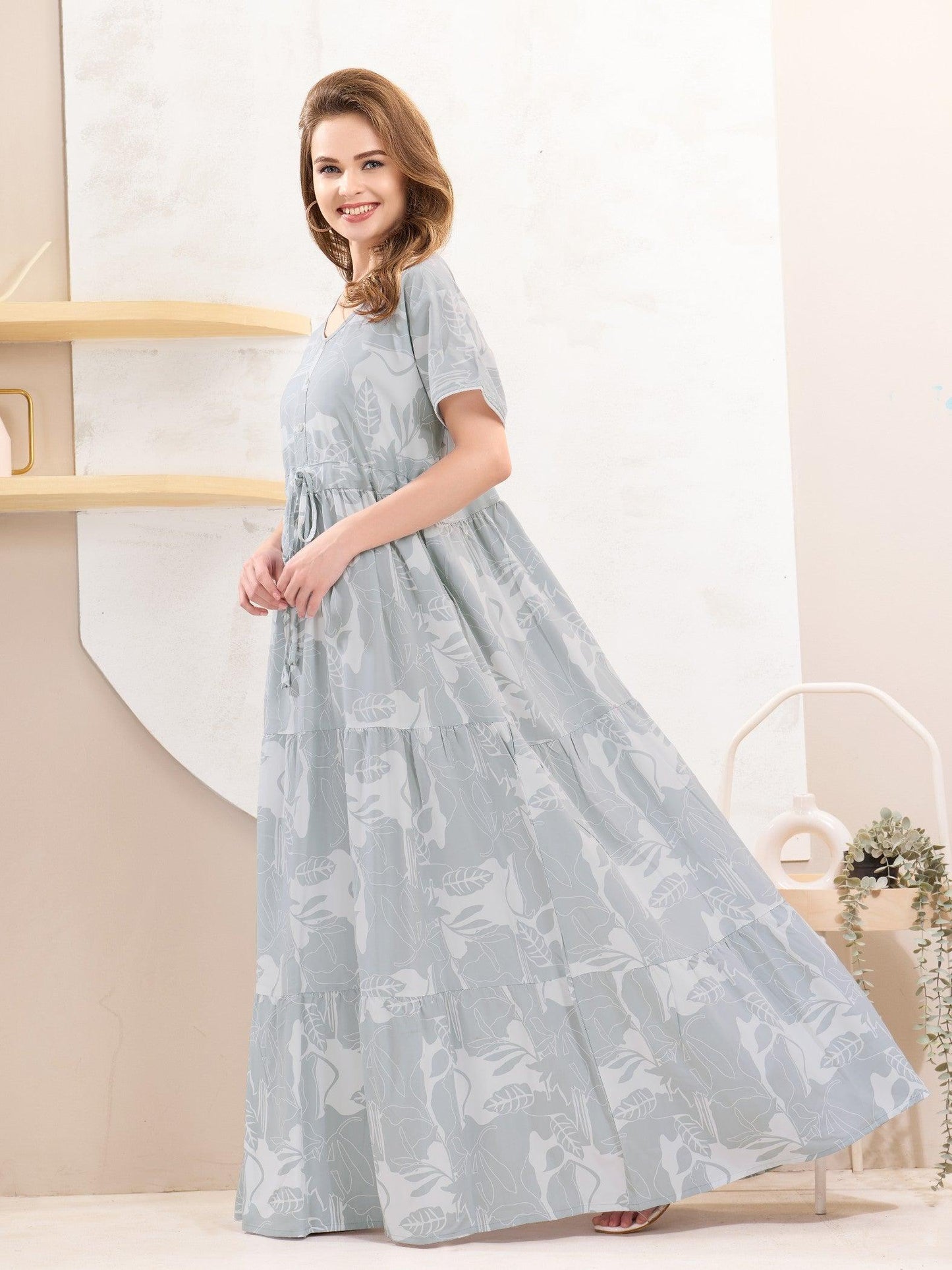 Rayon Flare Nighty – Feminine, Chic & Comfortable - floramour.in