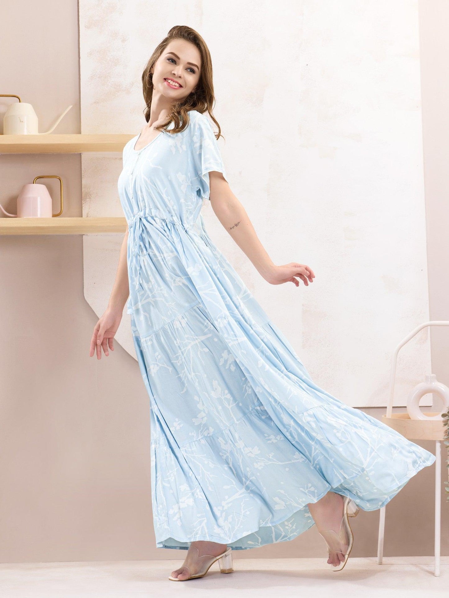 Rayon Flare Nighty – Perfect Sleepwear for Cozy Nights - floramour.in