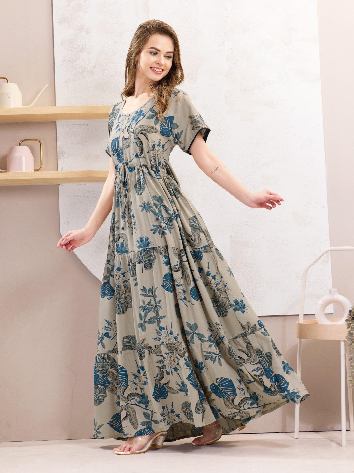 Soft Rayon Flare Nighty – Classic Comfort for Women - floramour.in