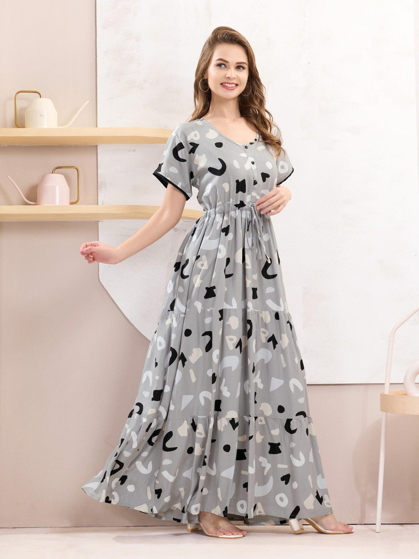 Rayon Nightwear – Elegant Flare Nighty for Women - floramour.in