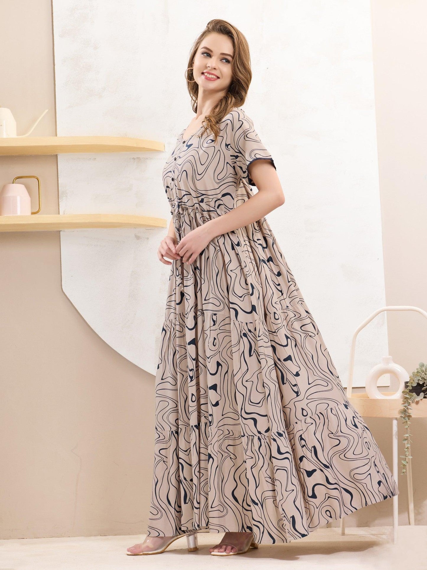 Flared Rayon Nighty – Lightweight & Comfortable Sleepwear - floramour.in