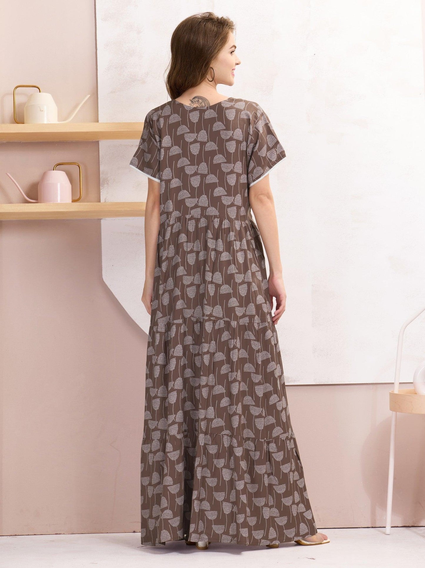 Flowy Rayon Nighty – Soft, Smooth & Elegant Design - floramour.in