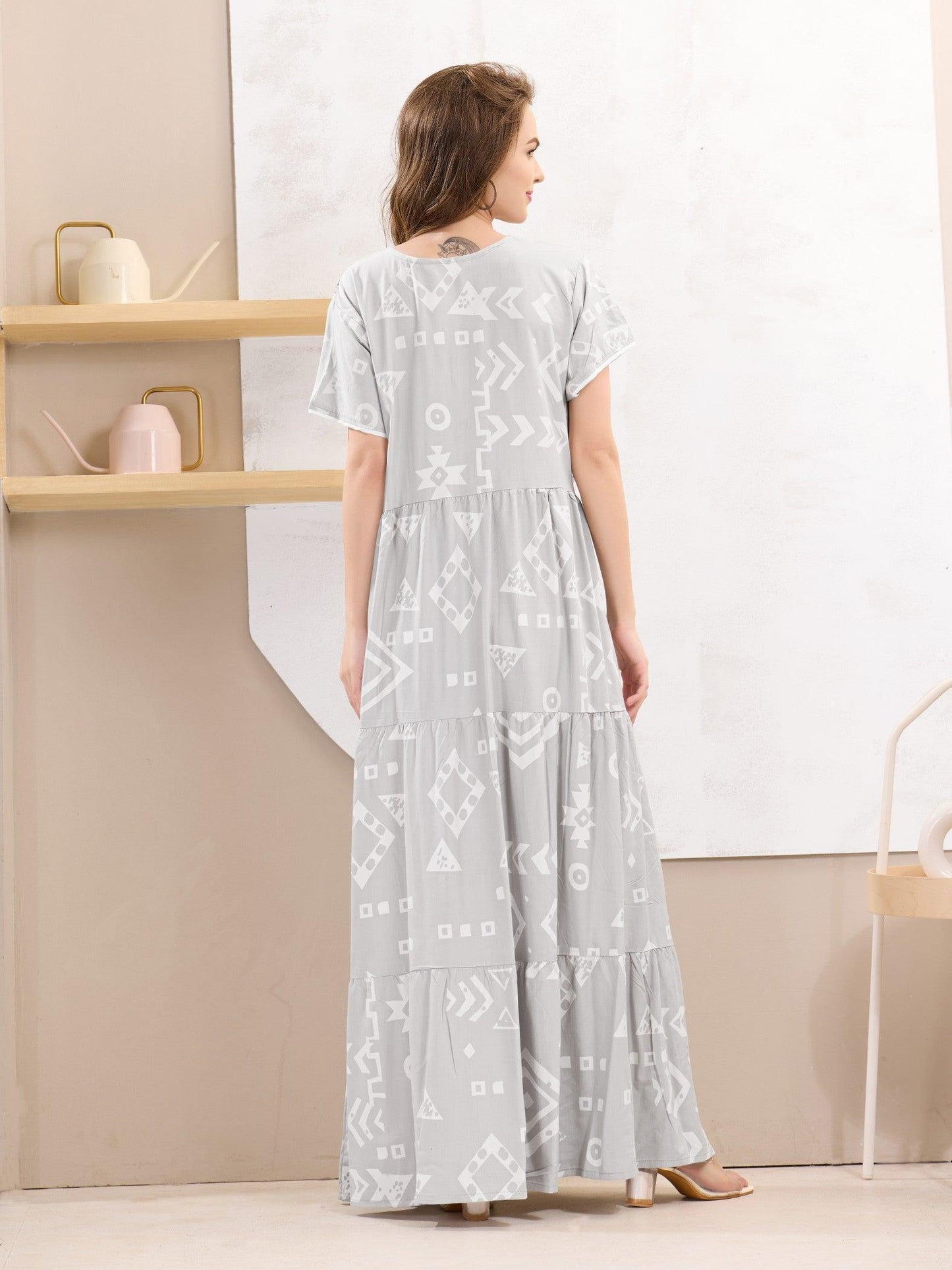 Light & Airy Rayon Flare Nighty – Perfect for Summer Nights - floramour.in