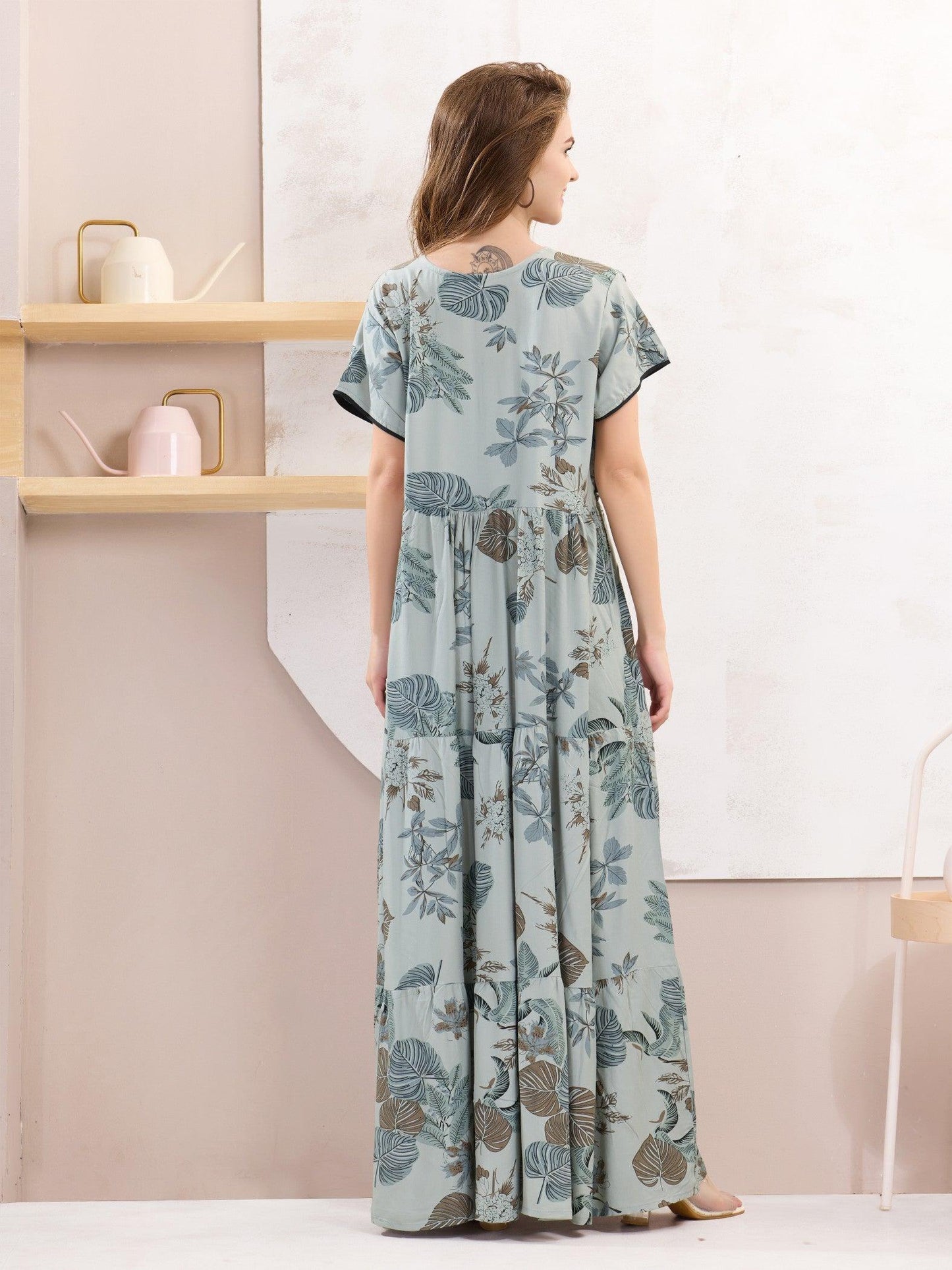 Luxury Rayon Flare Nighty – Soft Fabric & Beautiful Flow - floramour.in