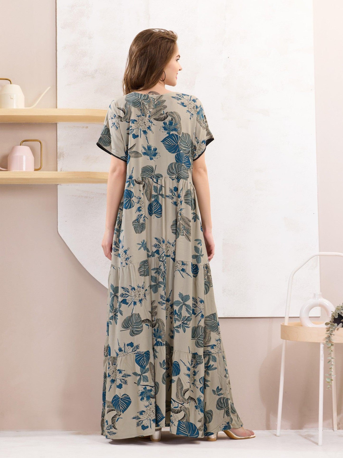 Soft Rayon Flare Nighty – Classic Comfort for Women - floramour.in