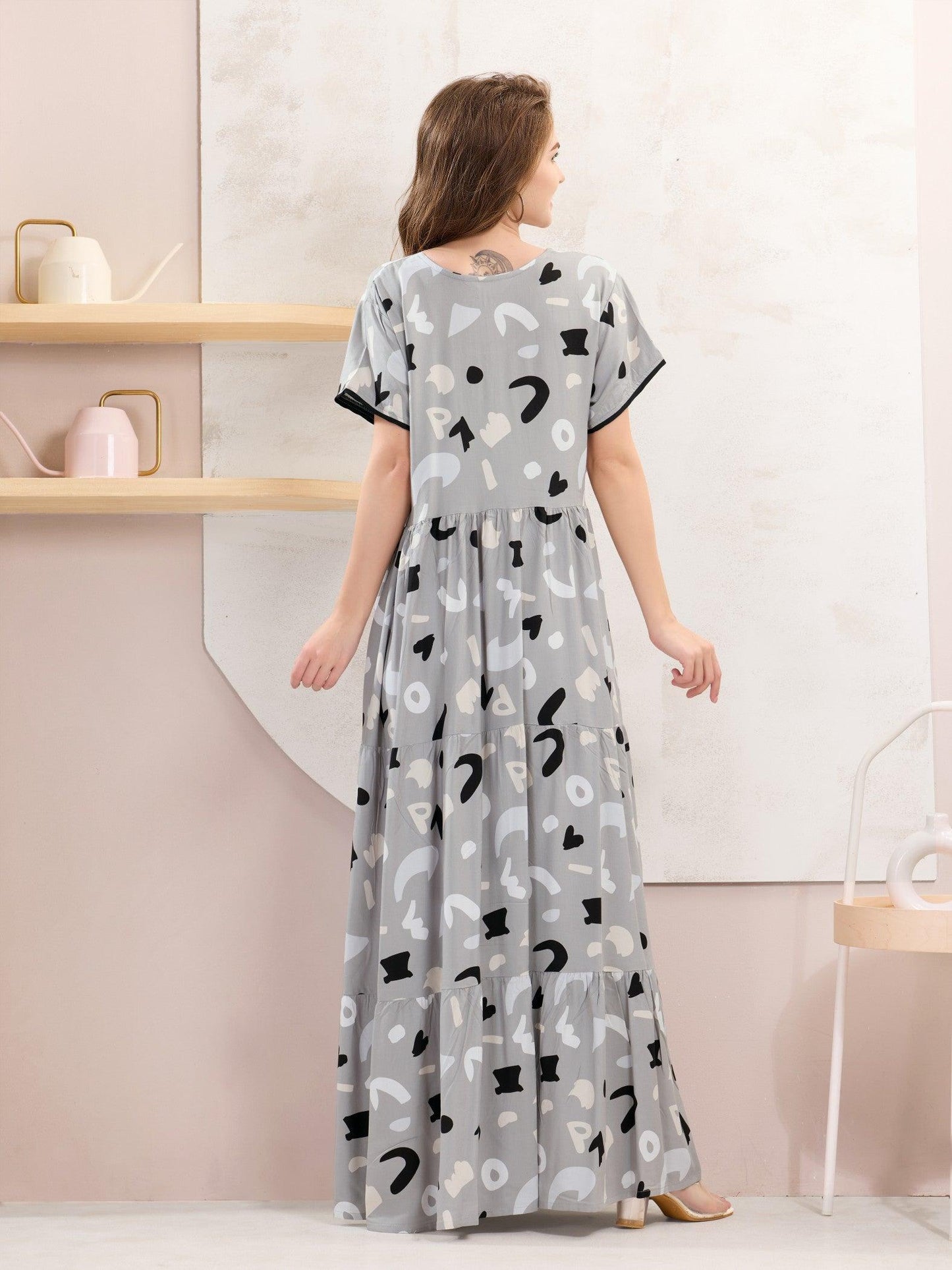 Rayon Nightwear – Elegant Flare Nighty for Women - floramour.in