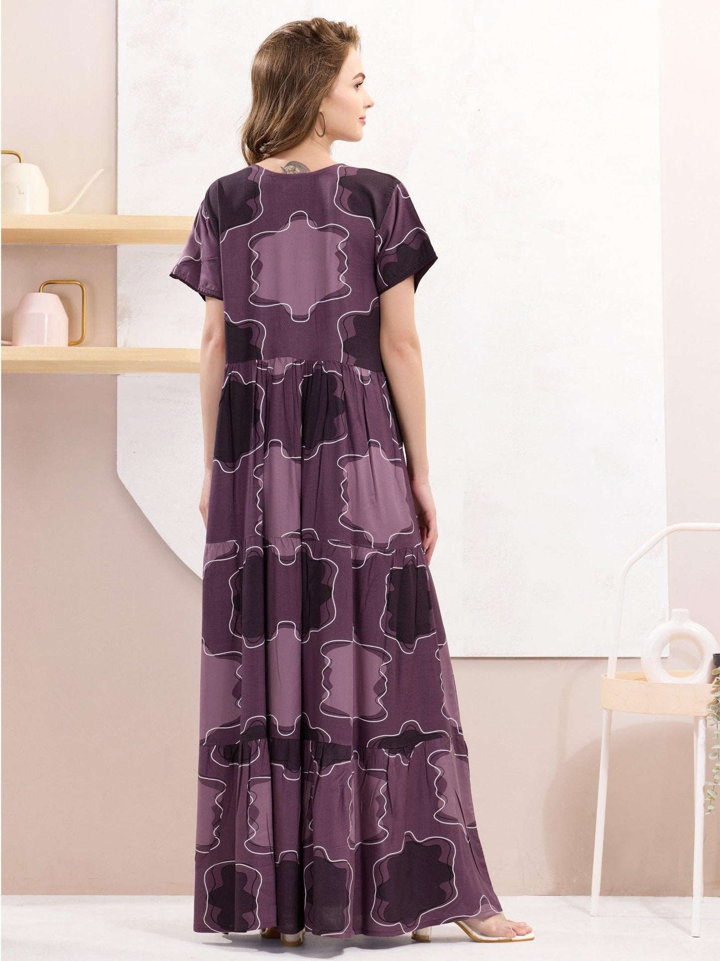 Elegant Rayon Flare Nighty – Comfort Meets Fashion - floramour.in