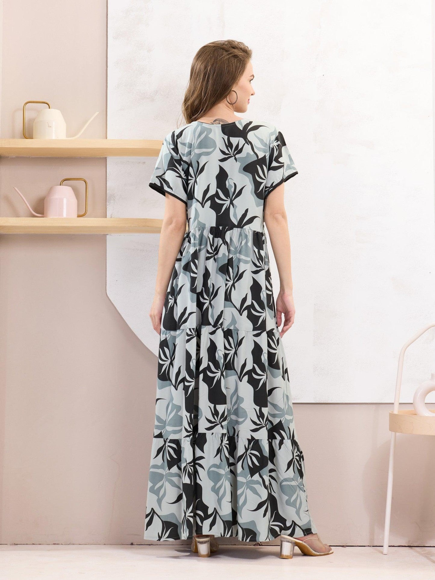 Chic Rayon Flare Nighty – Elegant Sleepwear for Every Season - floramour.in