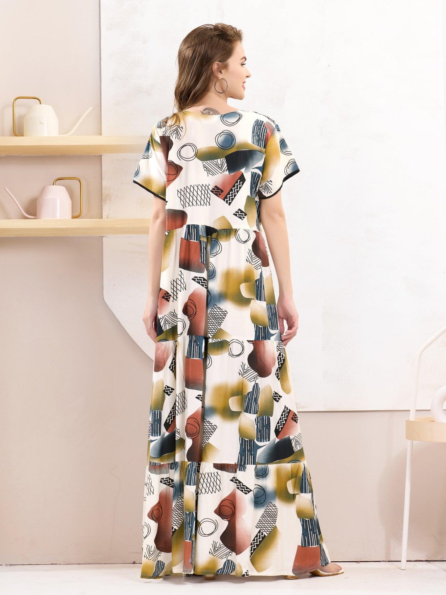 Soft & Stretchy Rayon Flare Nighty – Ultimate Comfort - floramour.in