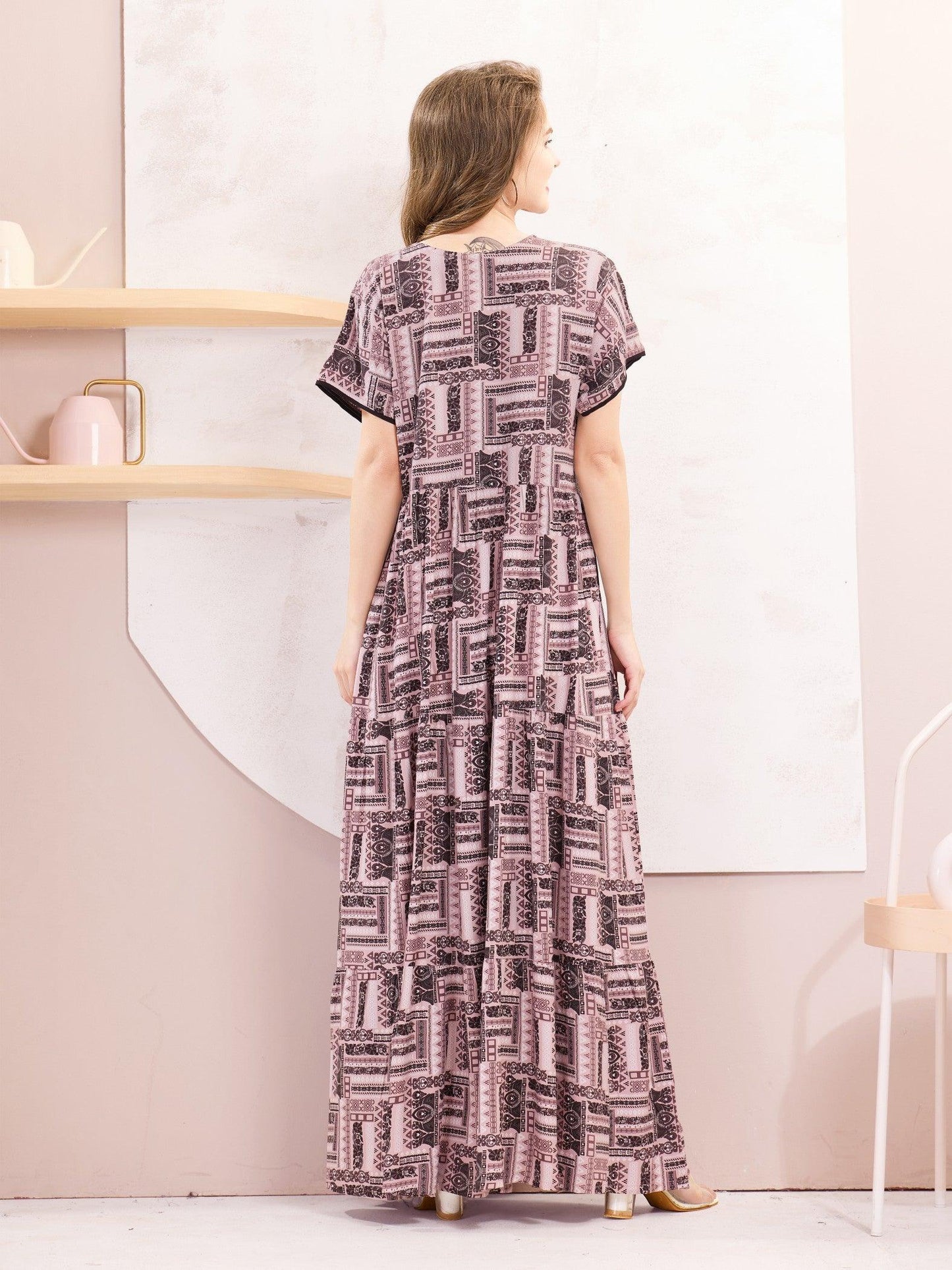 Effortlessly Chic Rayon Flare Nighty – Soft & Stylish - floramour.in