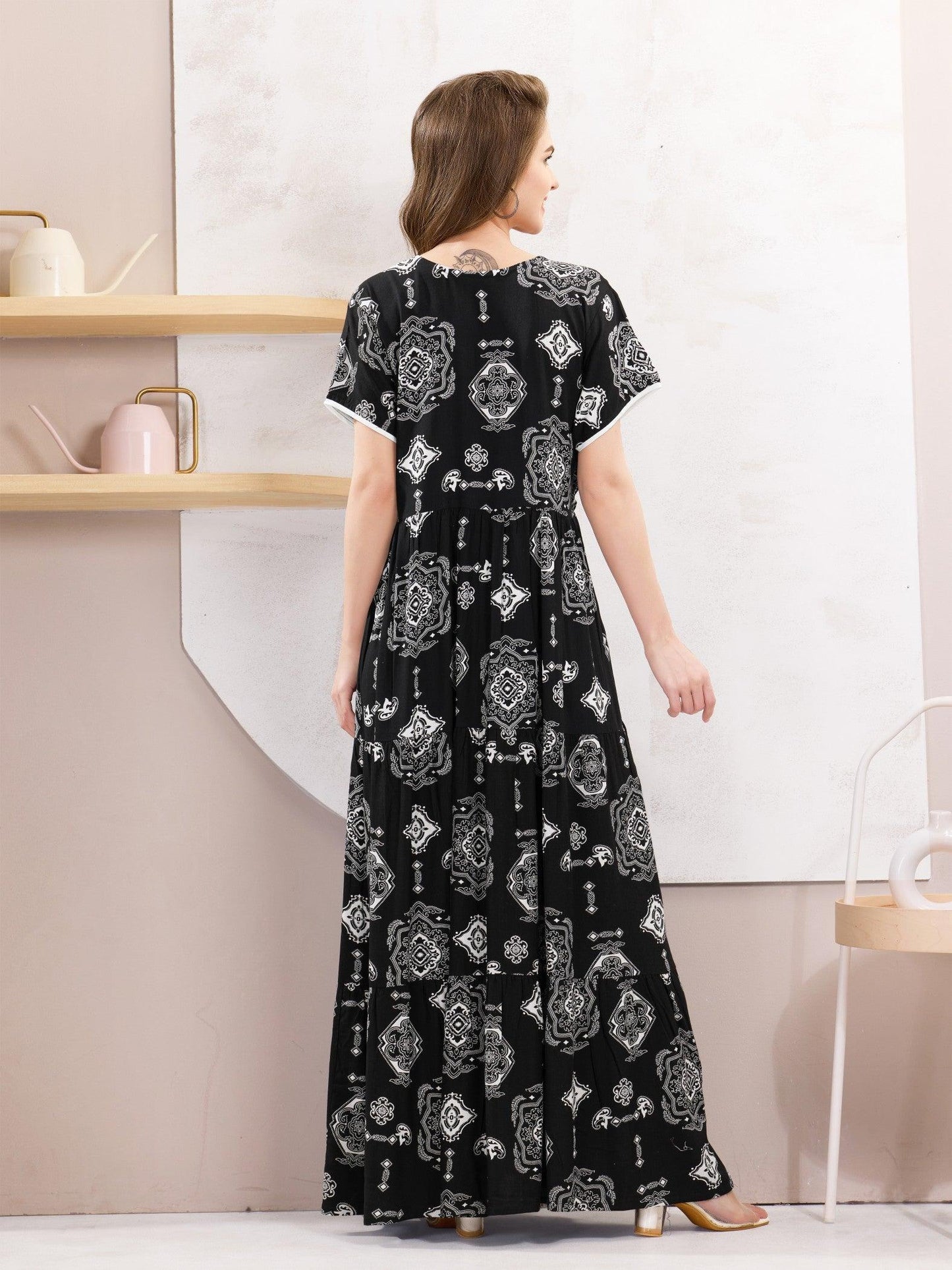 Soft Rayon Flare Nighty – Flowy, Elegant & Comfortable - floramour.in