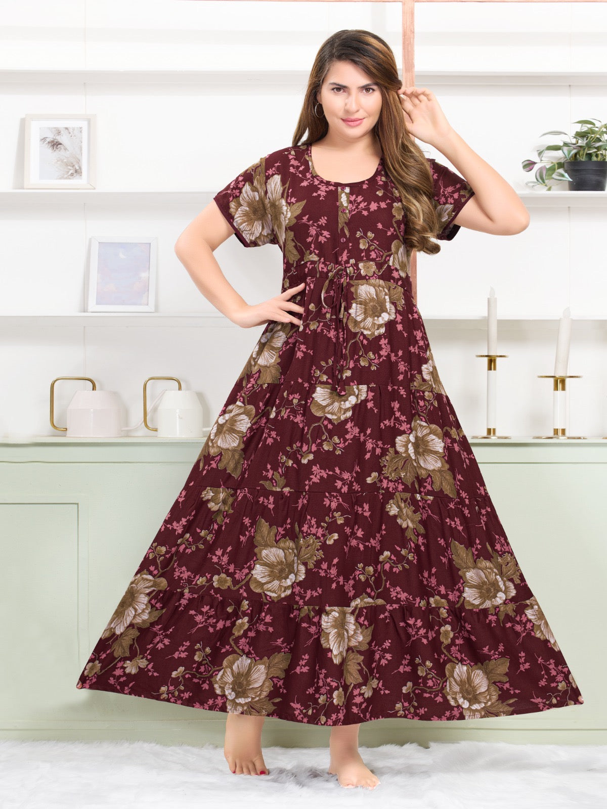 Alpine Flare Cotton Nighty for Women | Daily Wear Nightwear