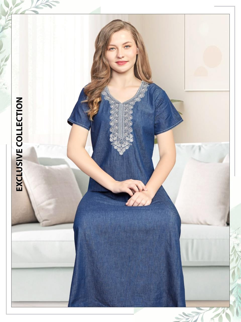 Women’s Denim Nighty – Lightweight Cotton Nightwear for All-Day Comfort