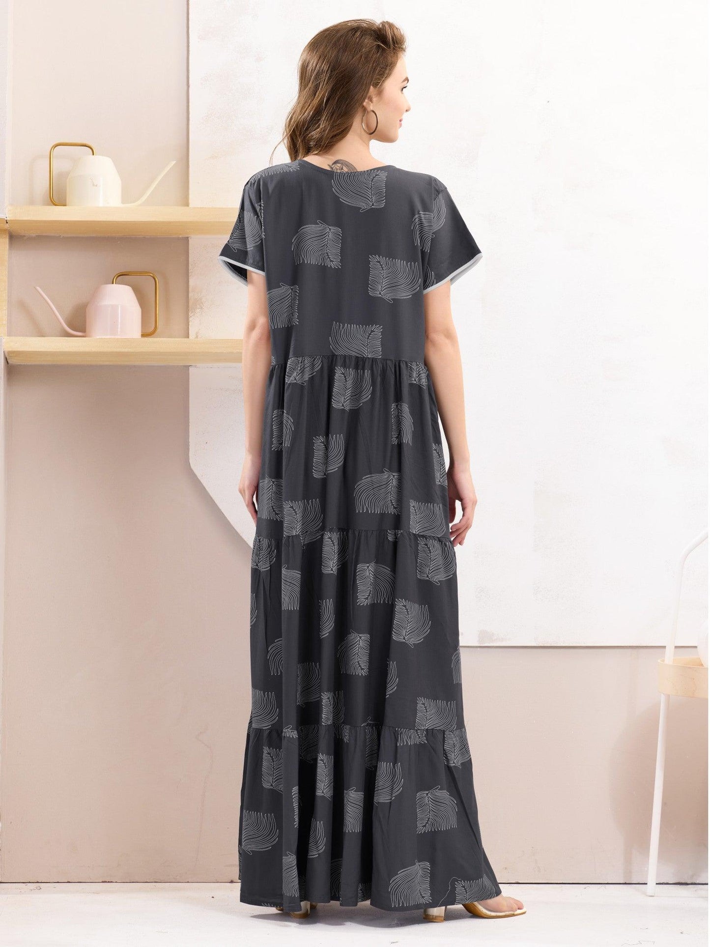 Stylish Rayon Flare Nighty – Effortless Elegance for Bedtime - floramour.in