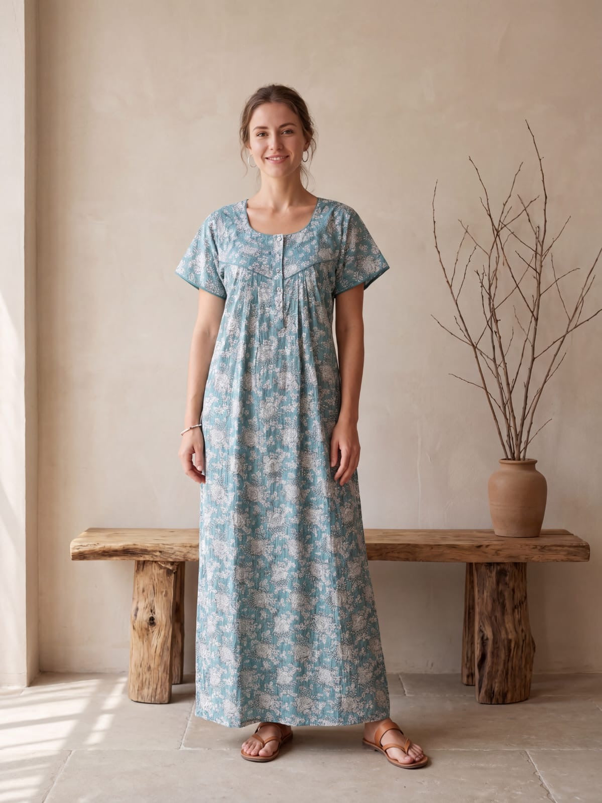 Women’s Pure Cotton Night Dress – Soft, Breathable & Stylish