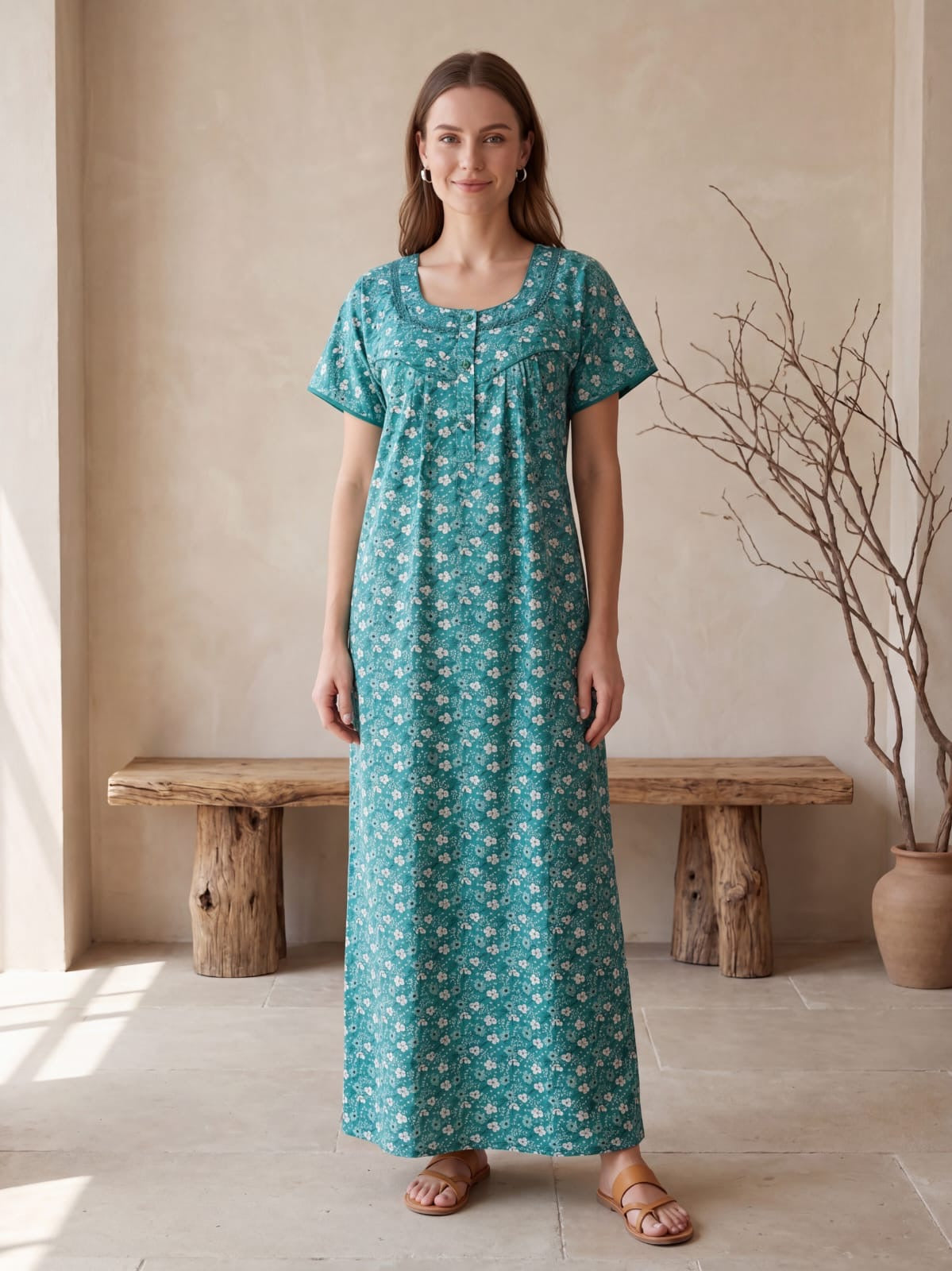 Printed Cotton Nighty for Ladies – Stylish Home Wear Collection