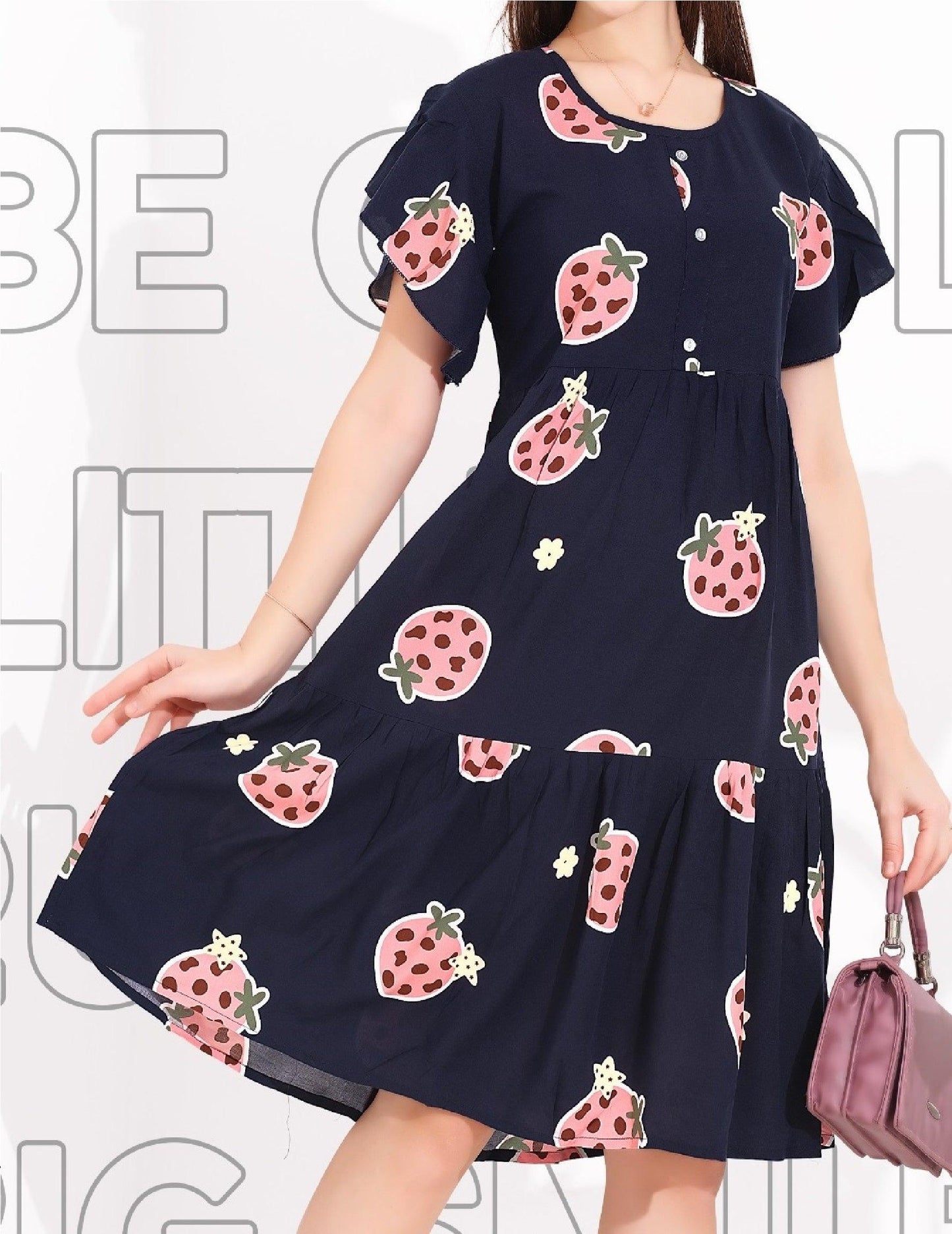Rayon Short Nighty with Fancy Sleeves for Home Wear - floramour.in