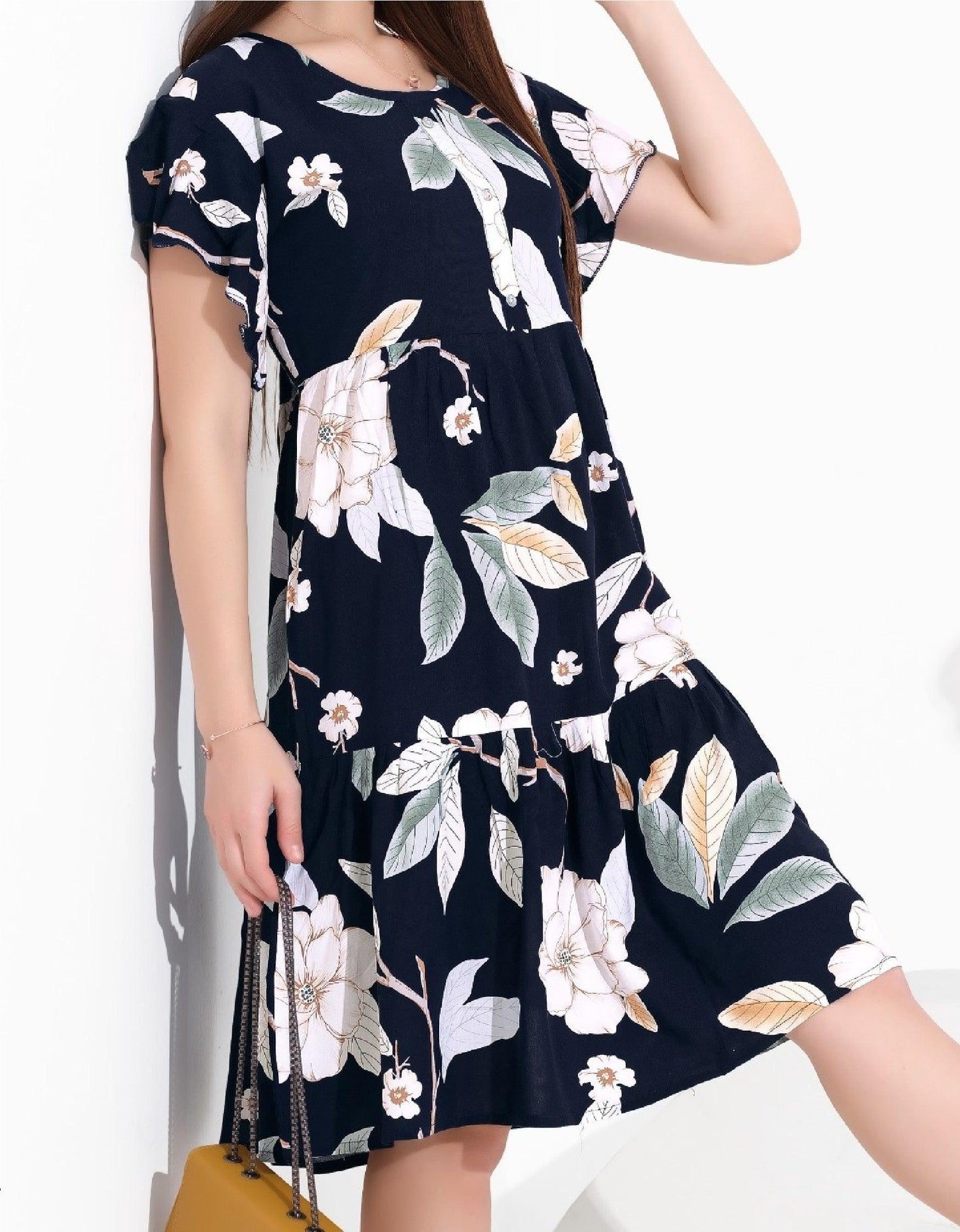 Stylish Flair Rayon Short Nighty with Fancy Sleeves & Soft - floramour.in