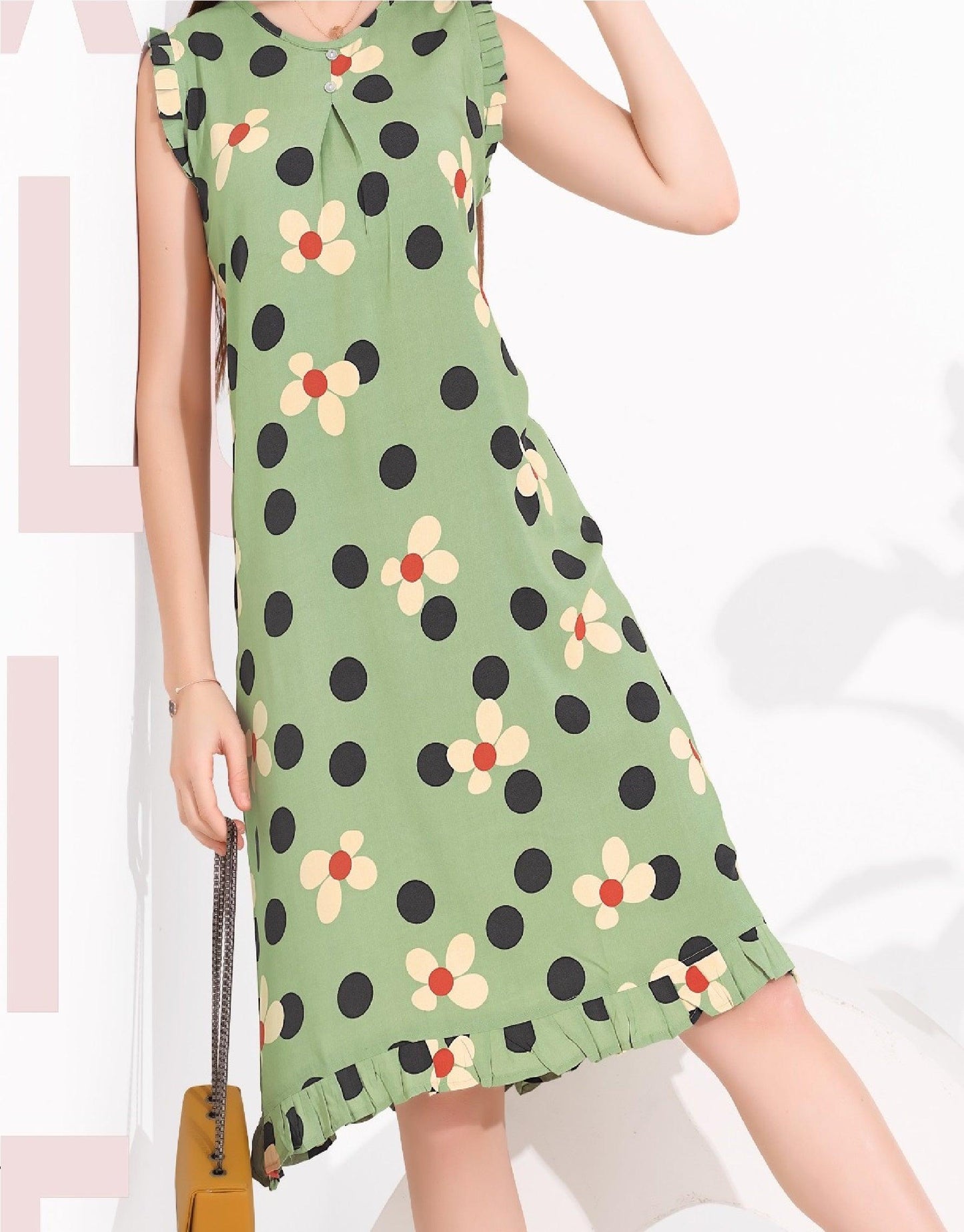 Stylish Sleeveless Nighty in Soft Rayon - floramour.in