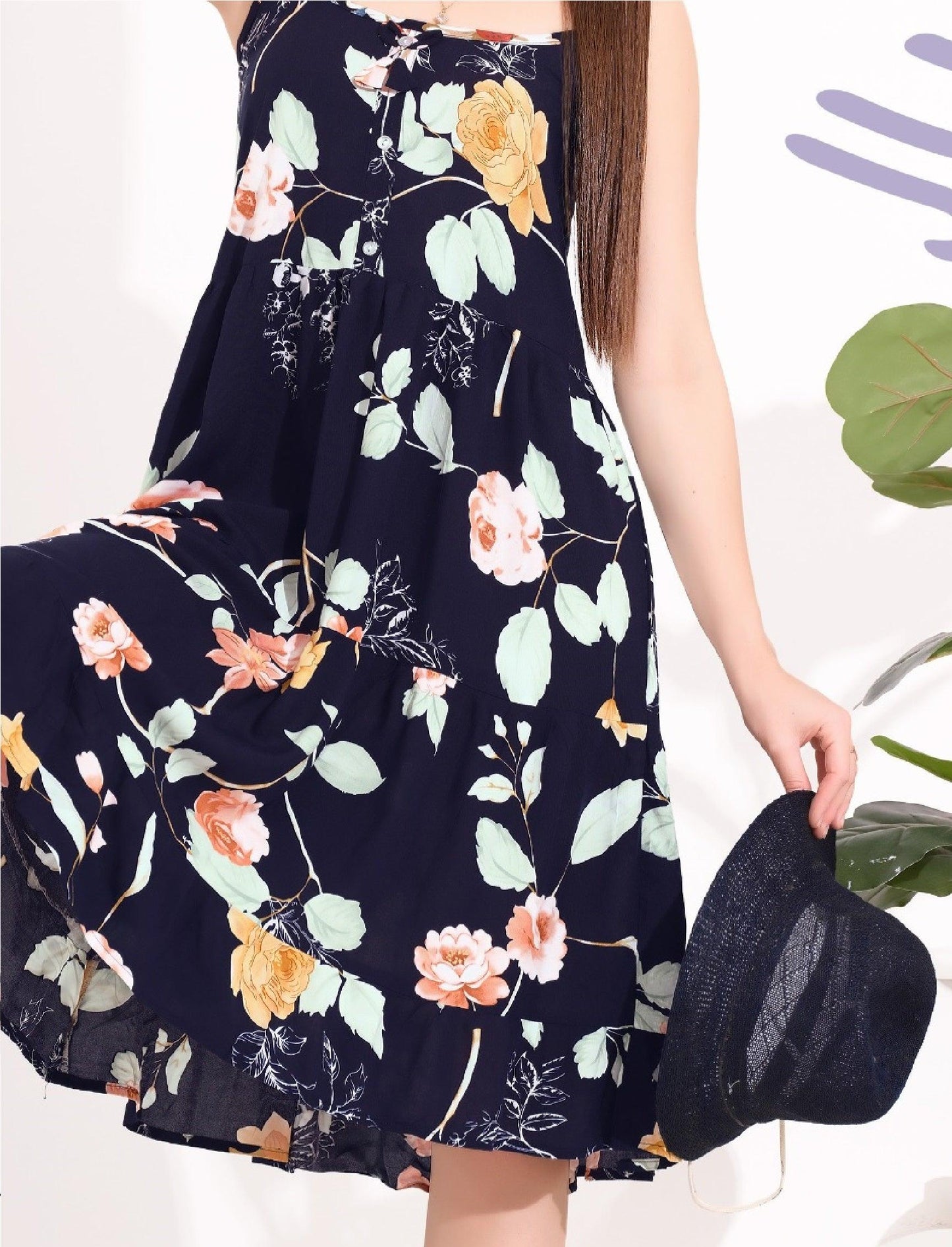 Trendy Home Wear Rayon Spaghetti Nighty - floramour.in