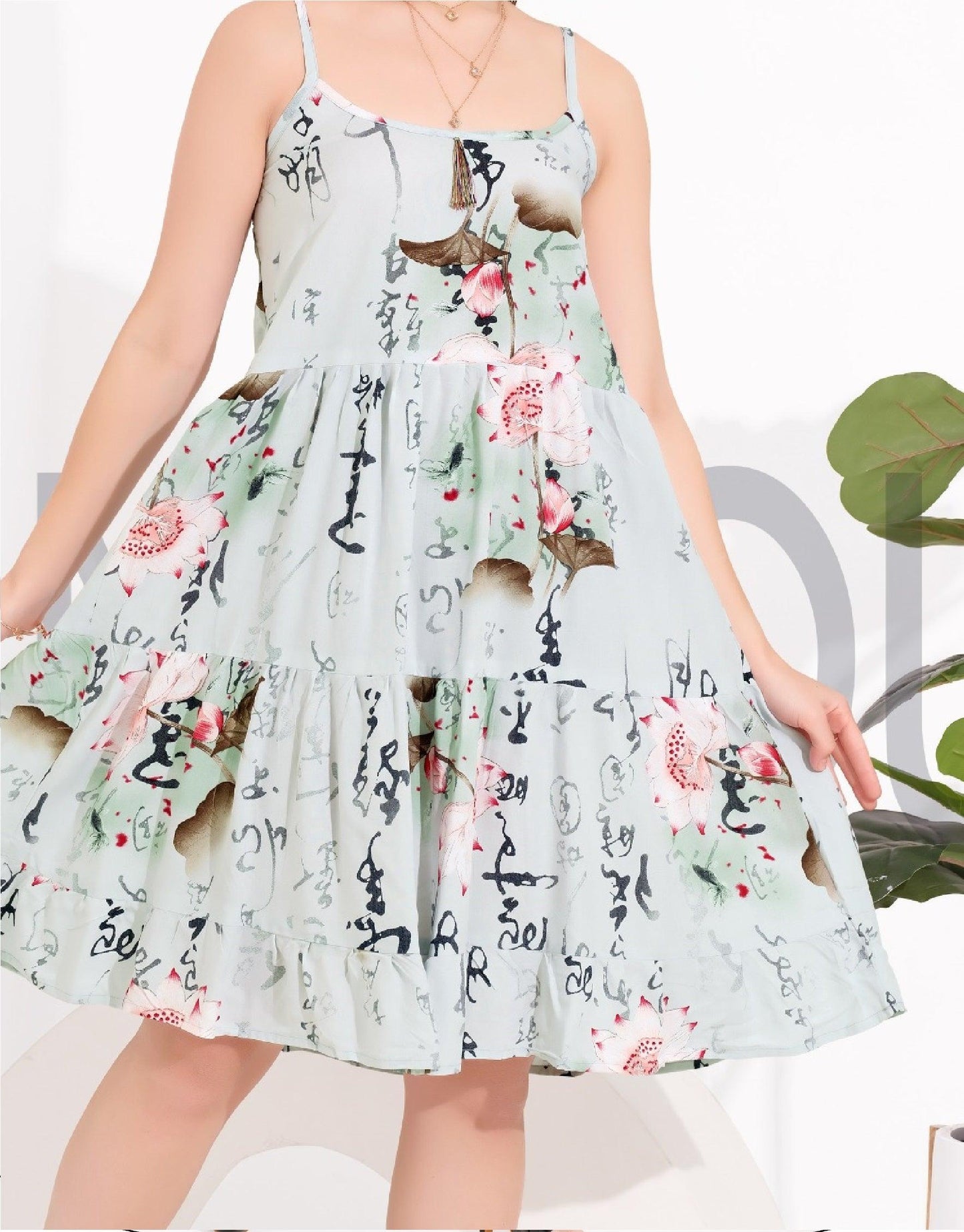 Floral Print Rayon Spaghetti Nighty for Women - floramour.in