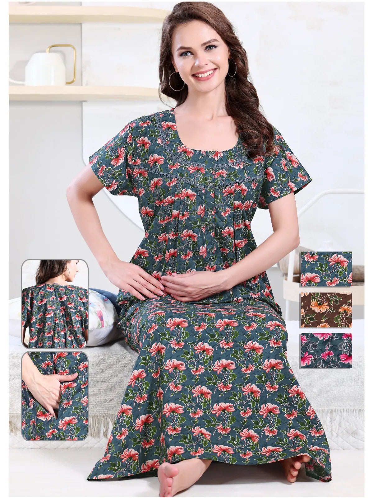 Comfort Fit Cotton Long Nighty – Lightweight Nightwear