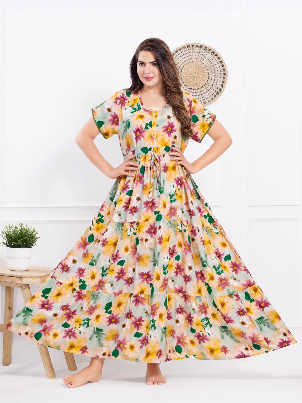 Floral Rayon Nightwear – Lightweight & Stylish