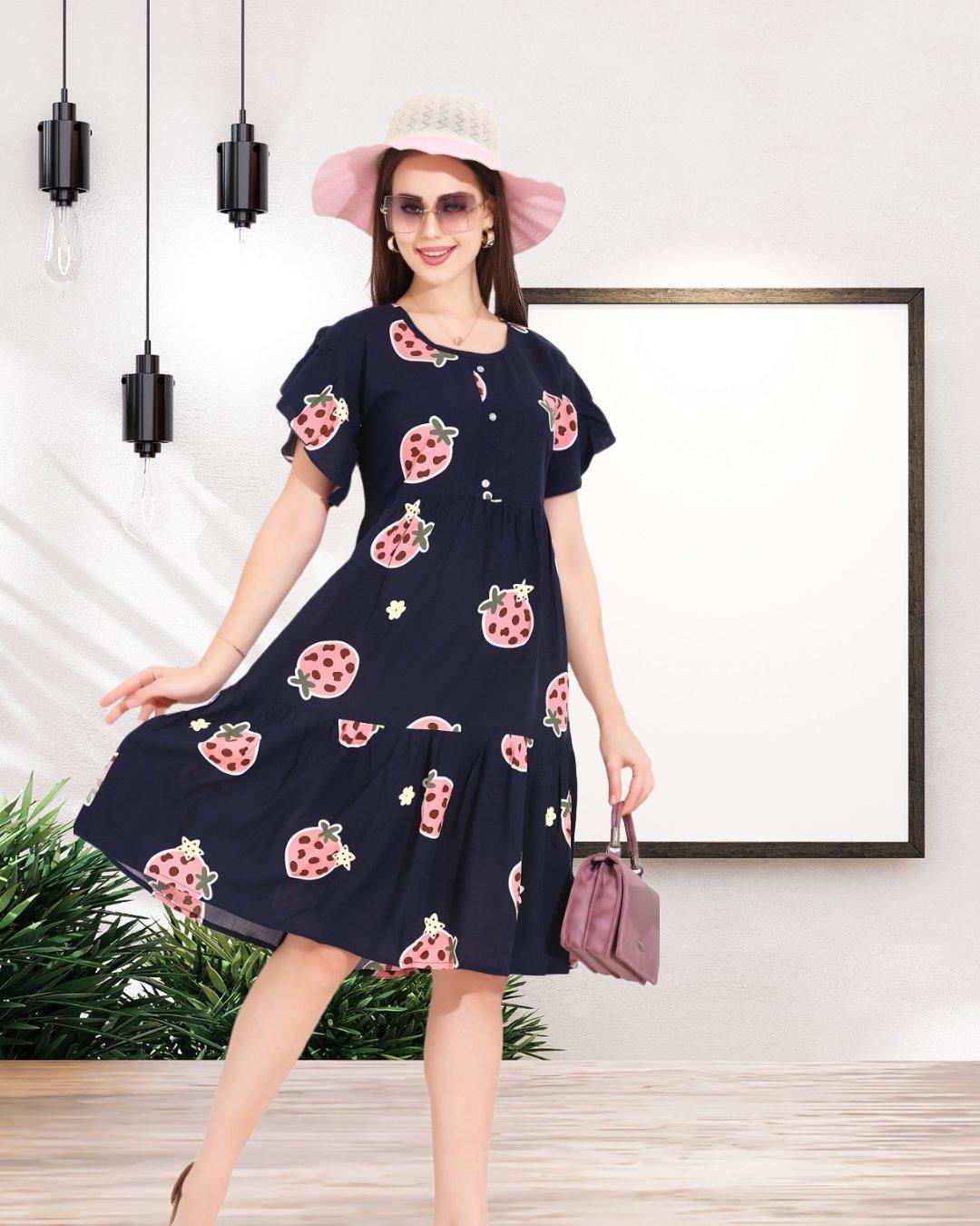 Rayon Flare Short Nighty - floramour.in