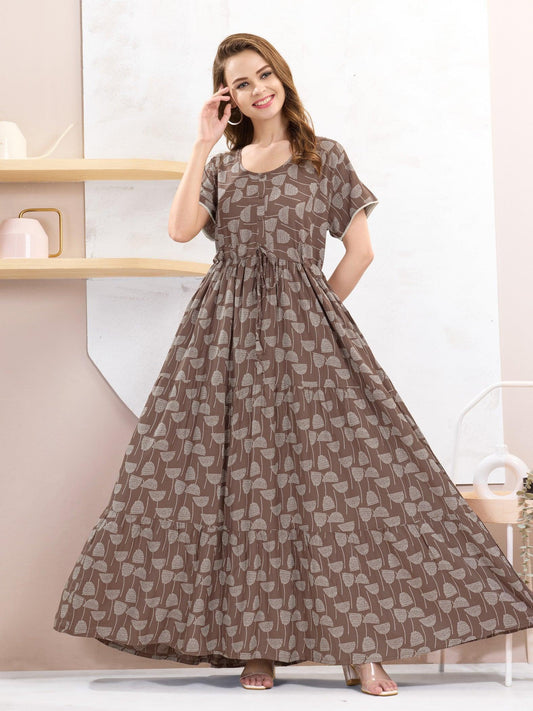 Flowy Rayon Nighty – Soft, Smooth & Elegant Design - floramour.in
