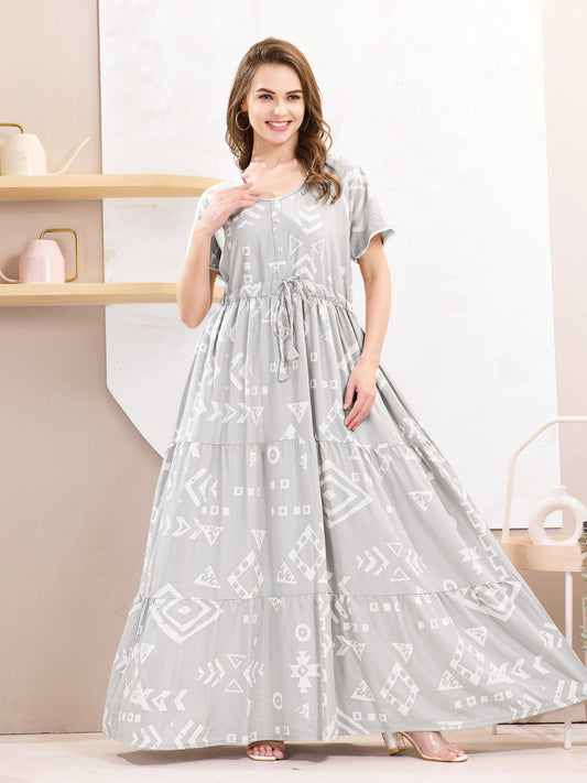 Light & Airy Rayon Flare Nighty – Perfect for Summer Nights - floramour.in