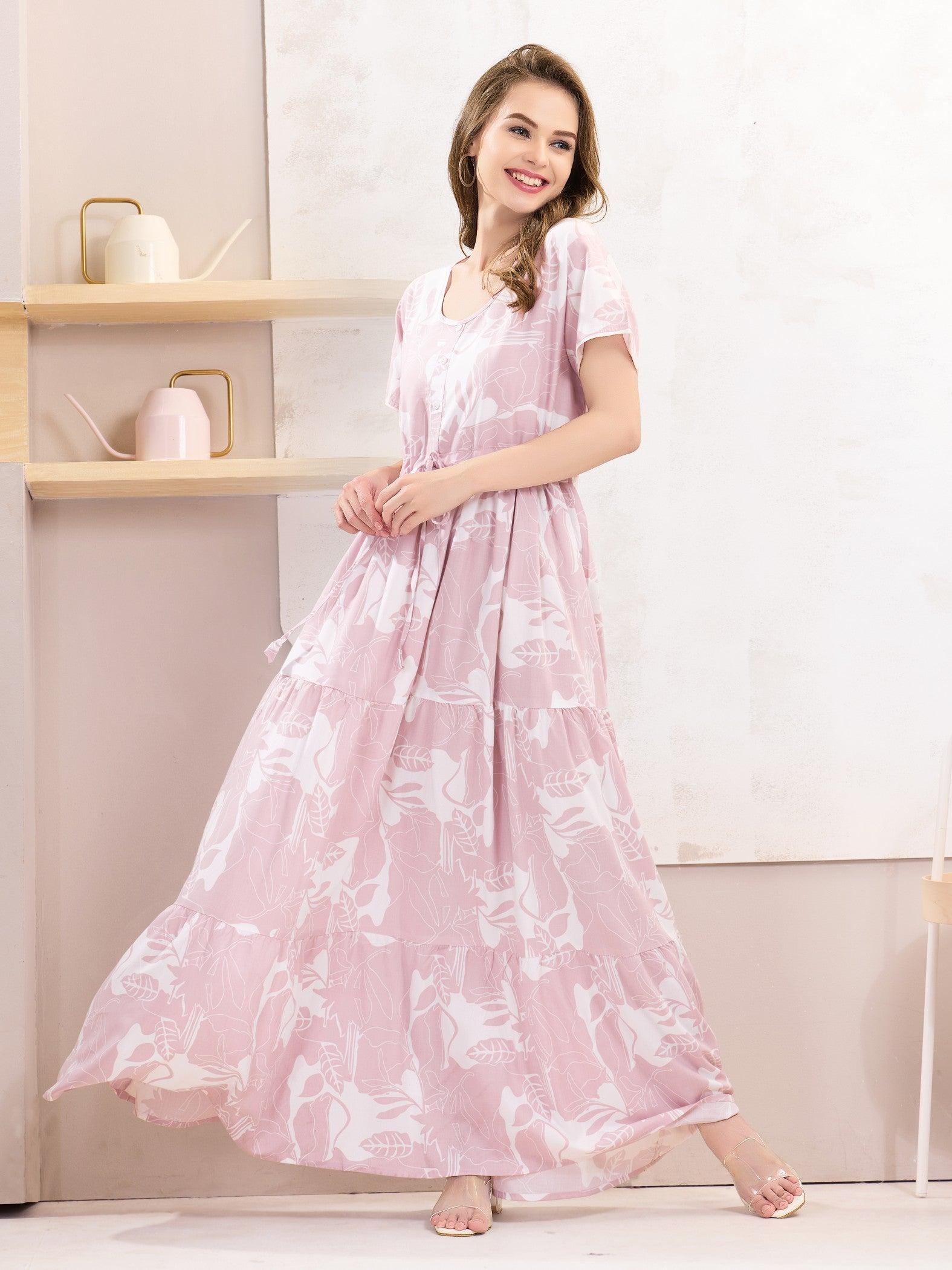 Comfy Rayon Flare Nighty – Stay Relaxed All Night Long - floramour.in