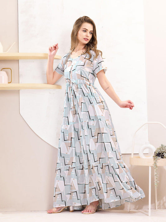 Rayon Flare Nighty for Women – Comfortable & Classy Nightwear - floramour.in