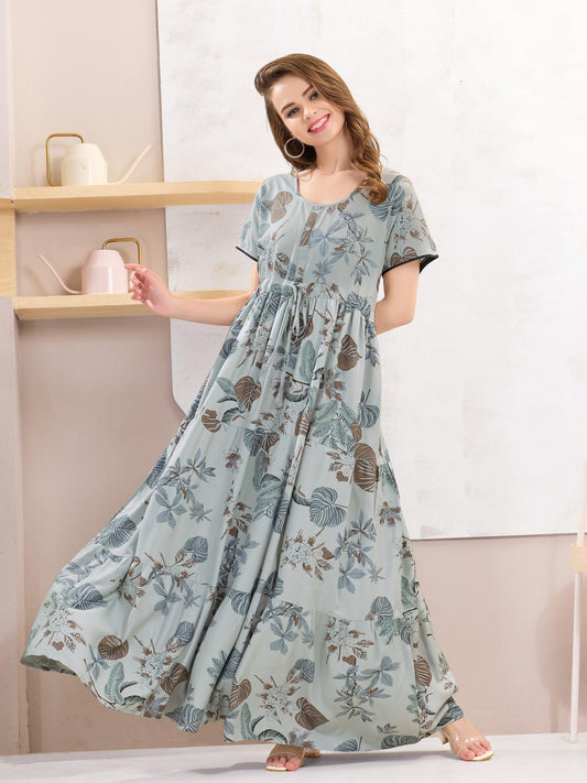 Luxury Rayon Flare Nighty – Soft Fabric & Beautiful Flow - floramour.in