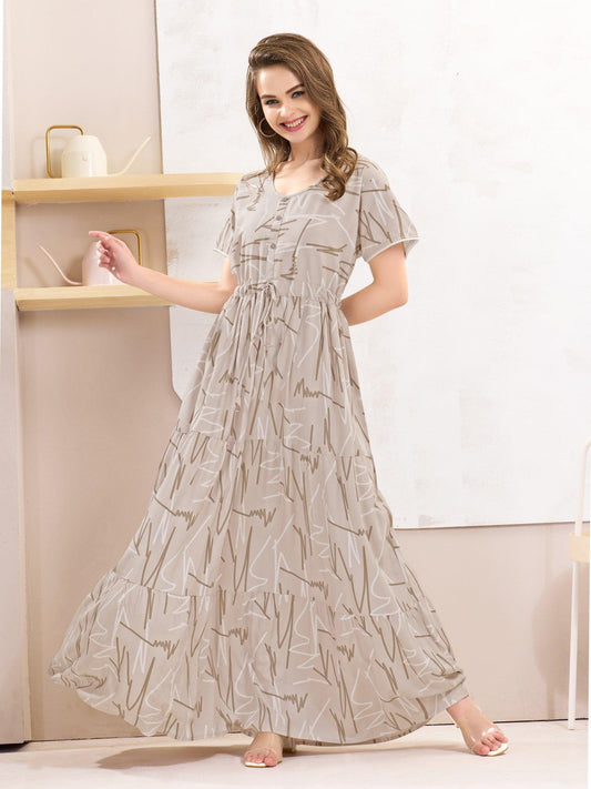 Flared Rayon Nighty for Women – Designed for a Peaceful Sleep - floramour.in