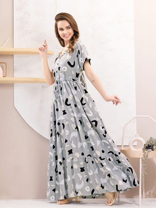 Rayon Nightwear – Elegant Flare Nighty for Women - floramour.in