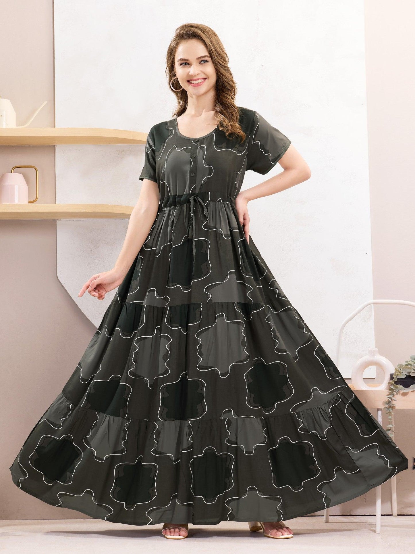 Women’s Rayon Flare Nighty – Breathable & Flowing Design - floramour.in