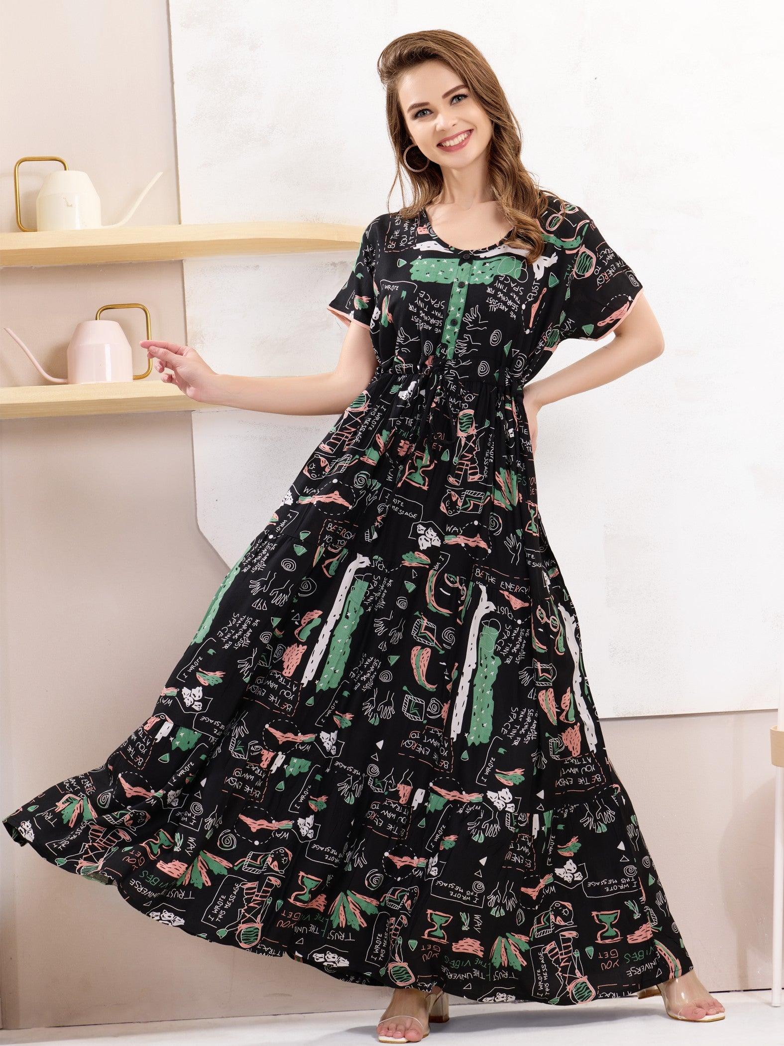 Dreamy Rayon Flare Nighty – Soft, Cozy & Stylish - floramour.in