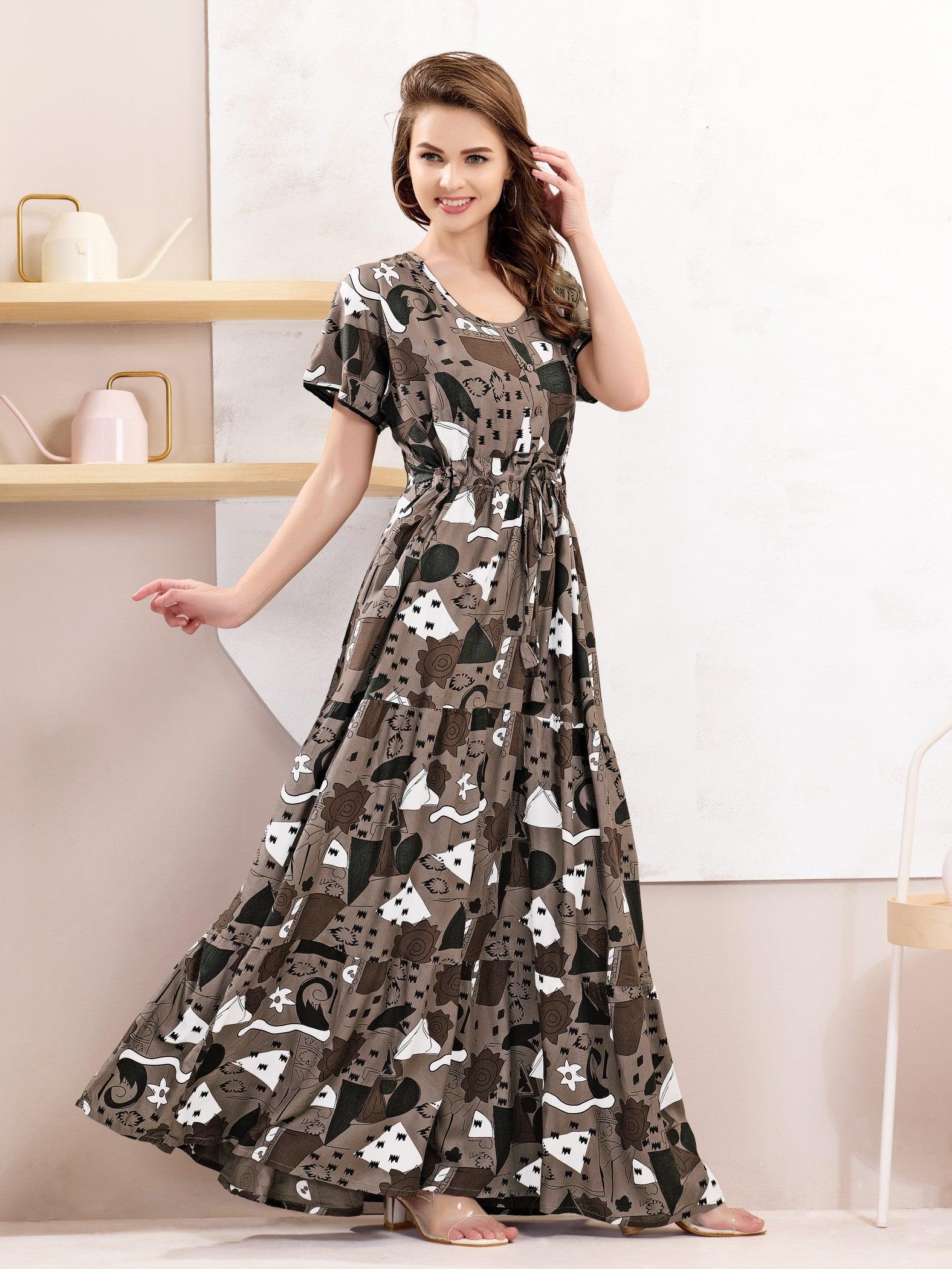 Rayon Flare Nighty – Stay Stylish Even While You Sleep - floramour.in
