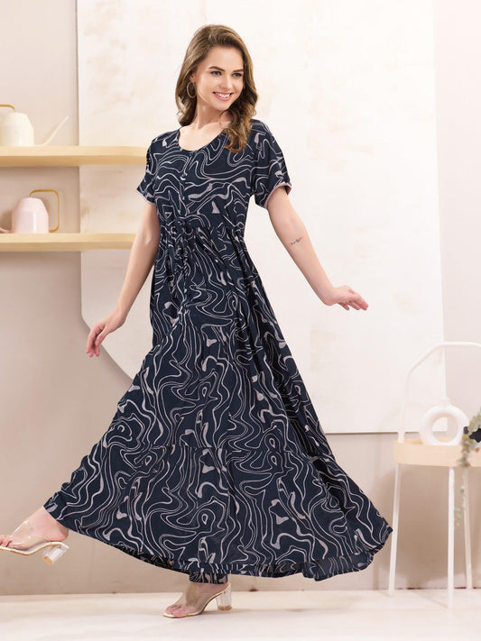 Rayon Flare Nighty for Women – Perfect for Night & Lounge - floramour.in