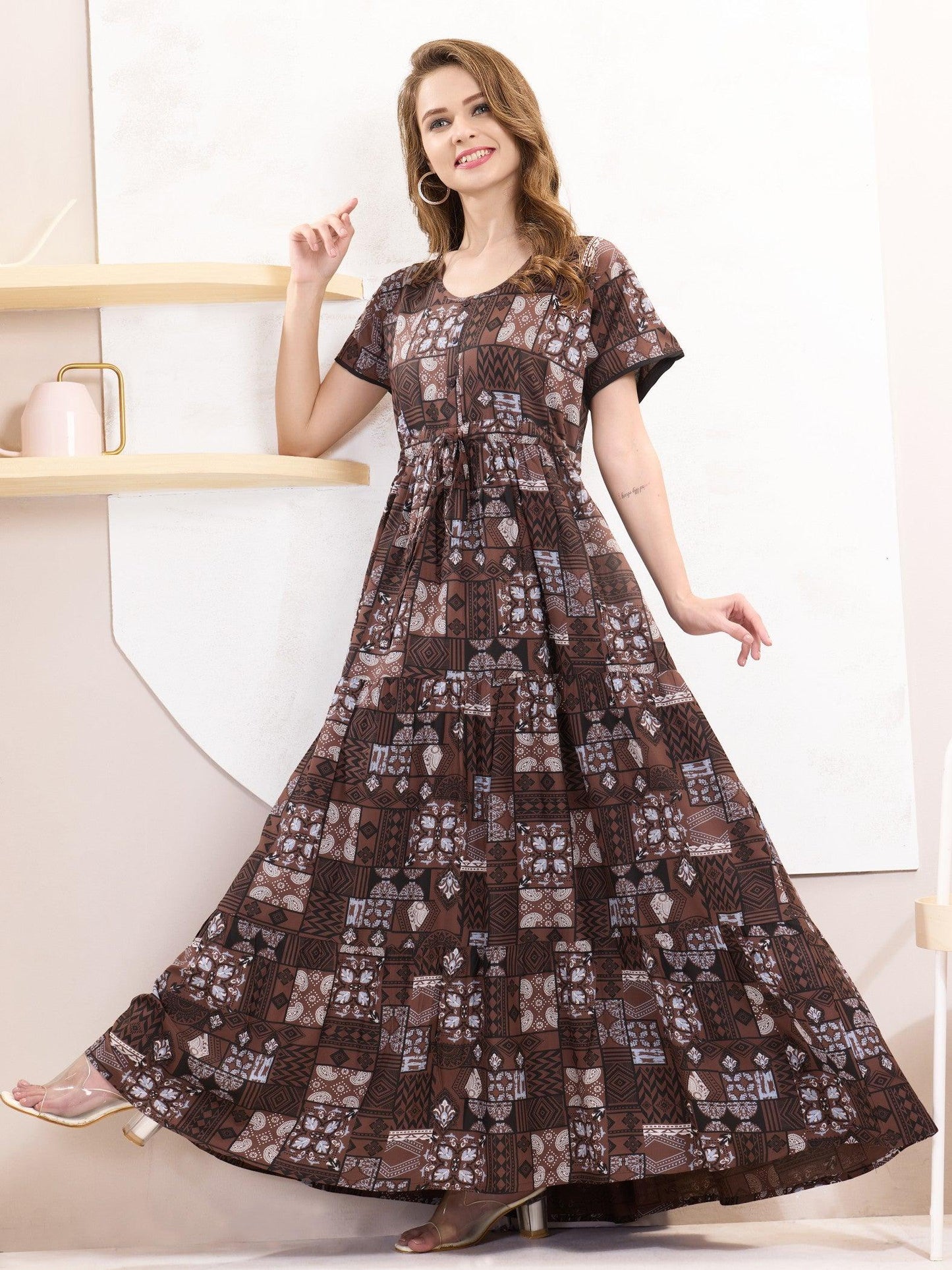 Rayon Flare Nighty – Elegant & Cozy Sleepwear Choice - floramour.in