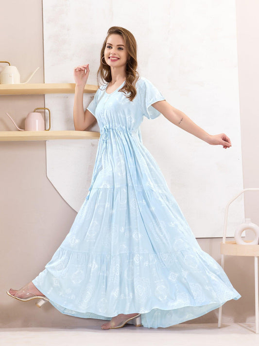 Women’s Flare Nighty in Rayon – Cozy & Stylish Sleepwear - floramour.in