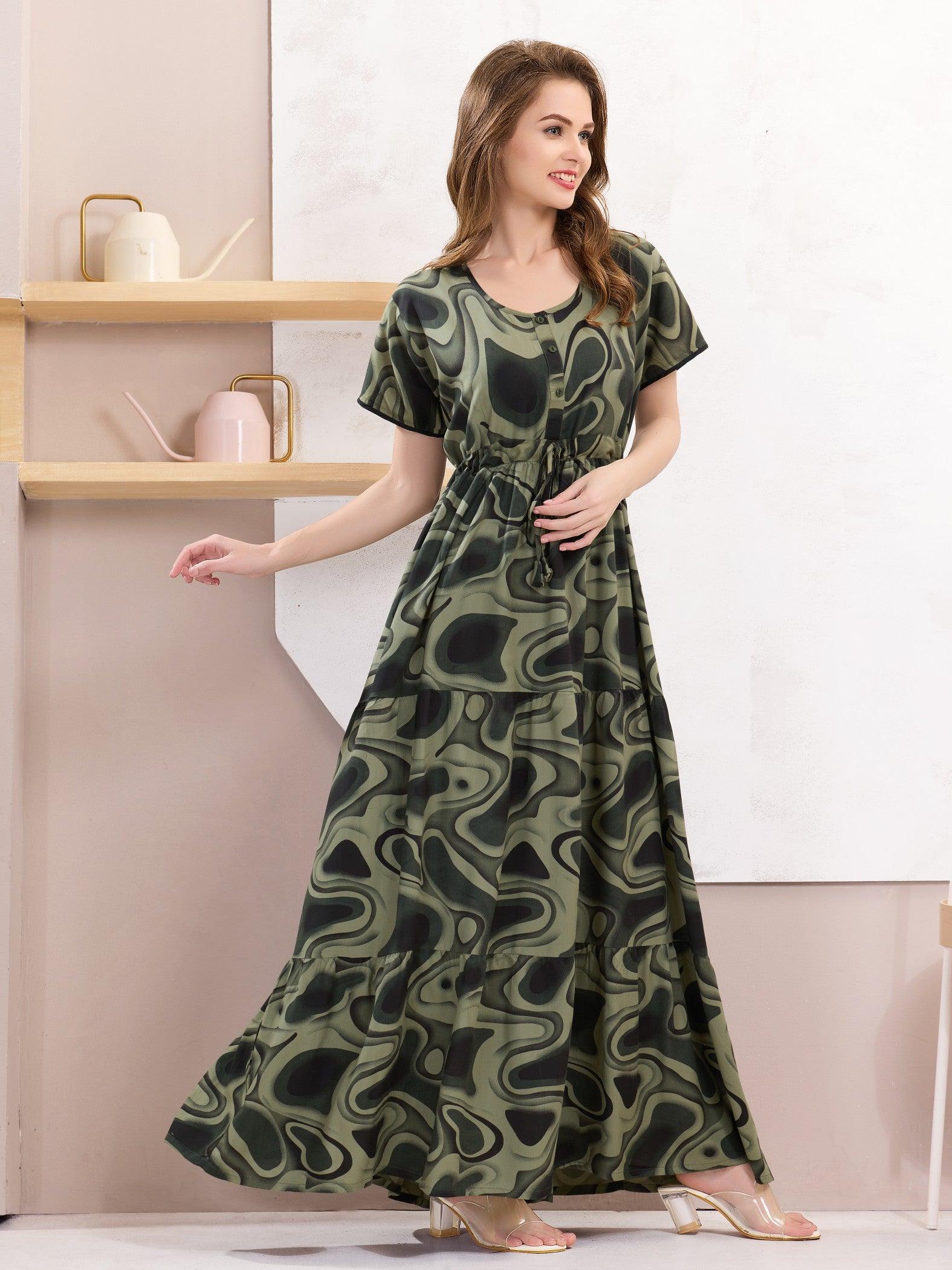 Rayon Flare Nighty – Beautifully Crafted for a Relaxing Sleep - floramour.in
