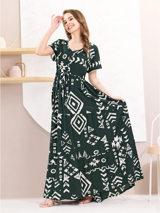 Chic & Cozy Rayon Flare Nighty – Perfect for Every Woman - floramour.in